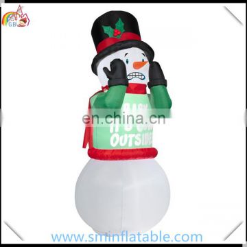 Hot sale customized inflatable snowman,Christmas led lighted scary snowman with hat ,christmas led yard decor for outdoor