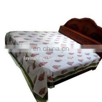 Cotton Bedspread Indian Block Printed Throw Bedsheet Bedcover Picnic Sheet / Home Textile / Bedspread