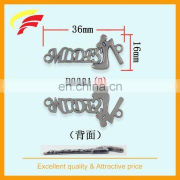 zinc alloy cut out 3D logo label , metal sewing label with custom letters