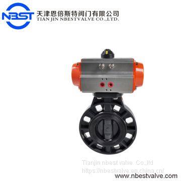 2inch Plastic PVC Wafer Pneumatic Butterfly valve