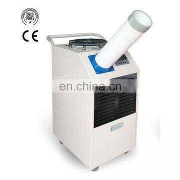 High quality portable air conditioner with pushing hands and movable wheels.