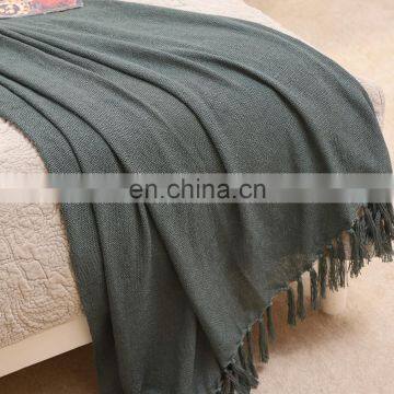 Solid Blanket Cross Woven Couch Throw Christmas Knitted Blankets With Decorative Fringe Lightweight for Bed or Sofa Decorative photo-6