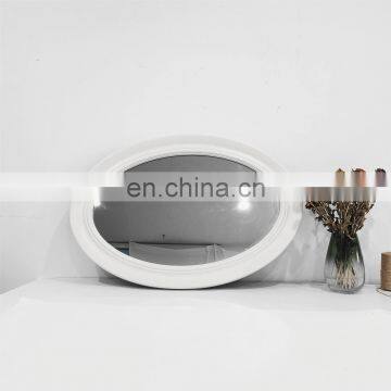 Beauty oval wood white frame mirrors for living room