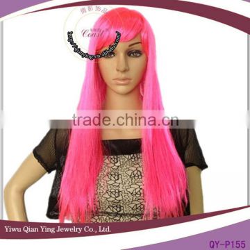 cheap long synthetic hot pink party hair wigs