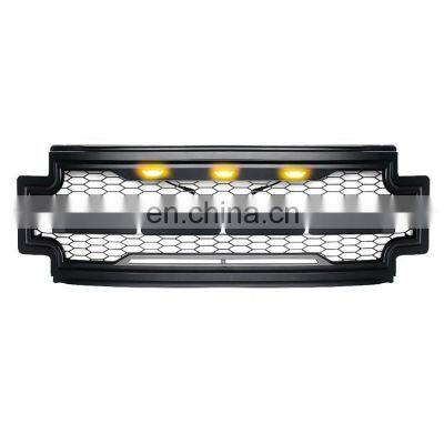 For 2017-2019 F250 F-250 Front Black Modified Grille With 3 Amber Light