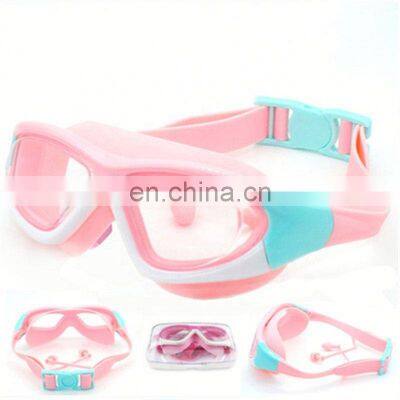 The Most Popular Hd Children's Swimming Goggles Anti Fog Swimming Glasses Girls Big Frame Goggles Silicone Earplugs