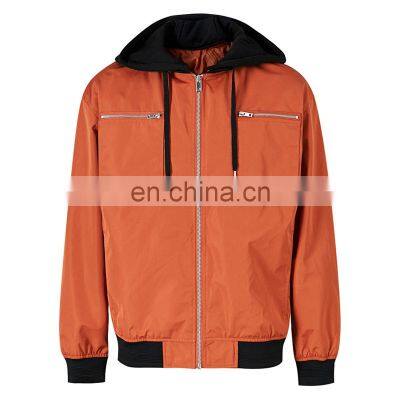 2021 Autumn Manufacturers Customizes Polyester Fit Jacket With Hood Rib Cuff Men's Jacket