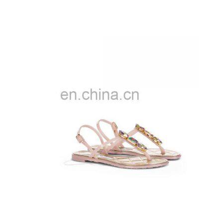 Stones flat back elastic ankle strap nude toe sandals and beautiful rhinestones in the front of sandal