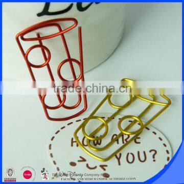 Metal Material Shiny PET Coated Iron Wire Cup Shape Paper Clip photo-3