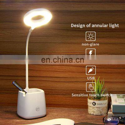 Led Intelligent Design rechargeable multifunctional table lamp bedside table lamps with Pen container and Mobile Phone Holder