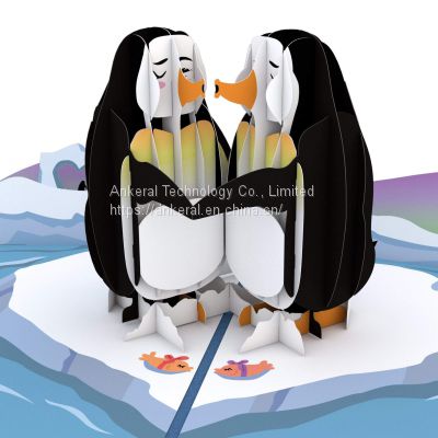 Penguins Valentine’s Day 3D Cards Personalized Printing Cheap Price China Manufacturer