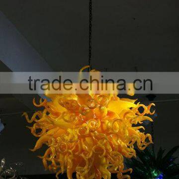 Love-heart Shape Yellow Art Glass Chandelier Lighting