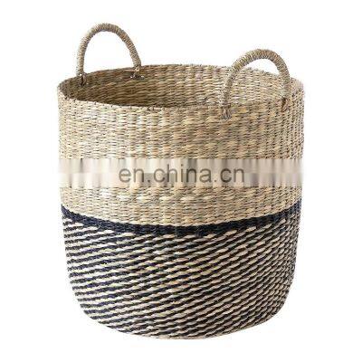 Natural Seagrass storage basket woven Straw laundry Basket Handwoven Wholesale