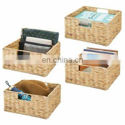 Handmade Organic Natural Woven Hyacinth Storage Cube Basket Bins multifunction Woven Natural Basket vietnam cheap wholesale