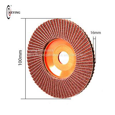 Stock Lots 4'' Emery Cloth Flap Disc Durable Calcine Aluminum Abrasive Flexible Flap Disc Grinding Sanding Disc 100mm photo-3