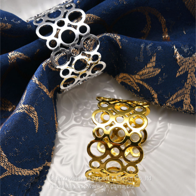 Gold Napkin Ring Metal Hallow Out Vortex Napkin Buckle Creative Tableware Decoration photo-2