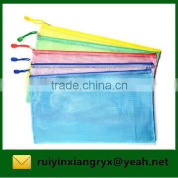 transparent zipper file bag pvc mesh zipper document bag