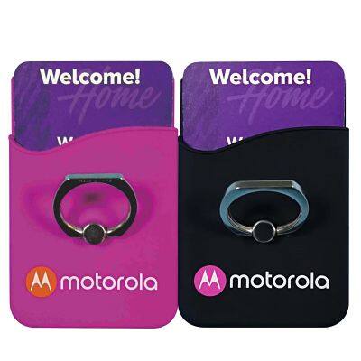 Hot Sale Silicone Phone Card Holder With Ring Stand Customized Design Available