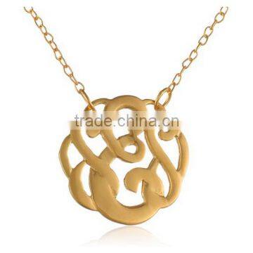 Stainless Steel MONOGRAM Pendant Necklace ,Gold Plated Monogram Initial Necklace E