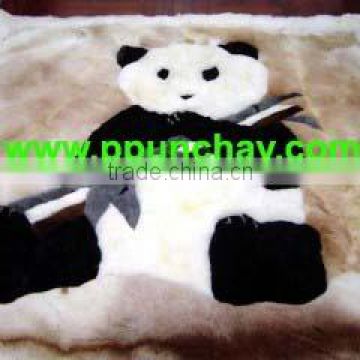 Alpaca Rug / Alpaca Bedspread Peru 6x5 Feet "Panda pattern"