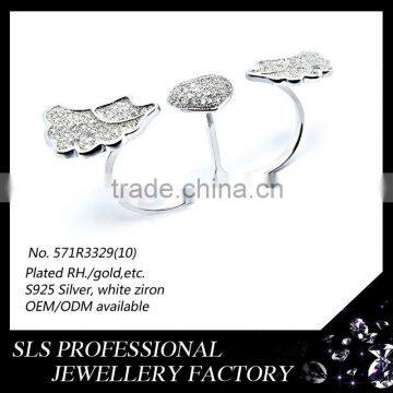 2015 SLS Jewelry girl accessories double rings designs fashion angel wing ring