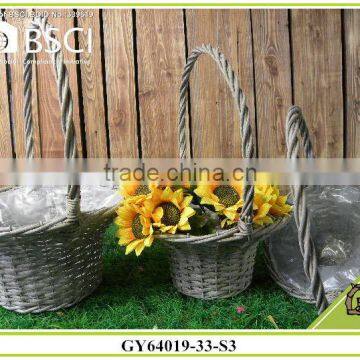 natural material handmade basket with handle for gardening Decoration