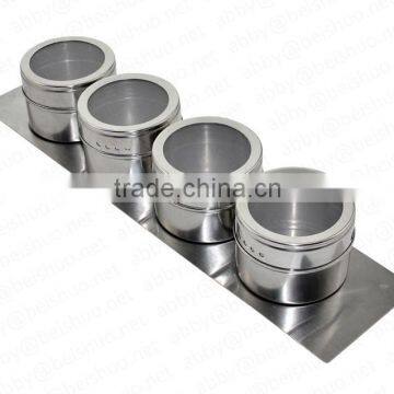 Newest Kitchen 4 Pieces Stainless Steel Magnetic Spice Rack Set