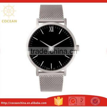 Black Dial Stainless Steel Mesh Strap Men Women Slim Classic Watch with Miyota Movt                        
                                                Quality Choice