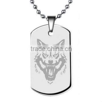 Fashion Stainless Steel Necklace Blank Pendant Logo Customize Army Military Dog Tags