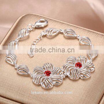 Crystal Silver Plated Bracelets ,flower Beads Bracelets photo-5