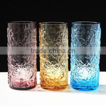 370ML Embossed Color Drinking Glass Cup