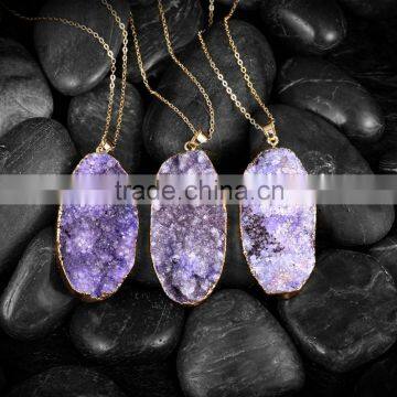 Purple stone essential oil pendant necklace wholesale