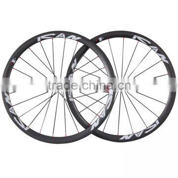 stiff 700C 38mm clincher road rims carbon road bike racing wheels with carbon hub Sapim CX ray spokes                        
                                                Quality Choice