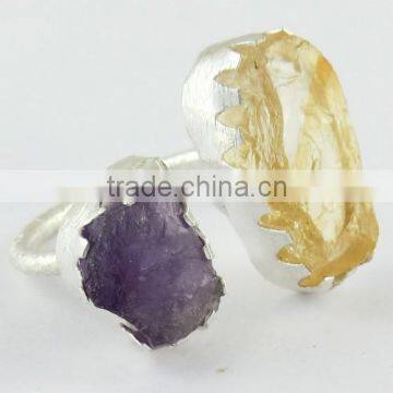 Beautiful Style Rough Citrine Amethyst Ring, Gemstone Silver Jewelry, Online Silver Jewelry