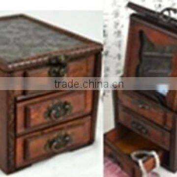 Antique chinese wooden jewelry box with mirror BX-46