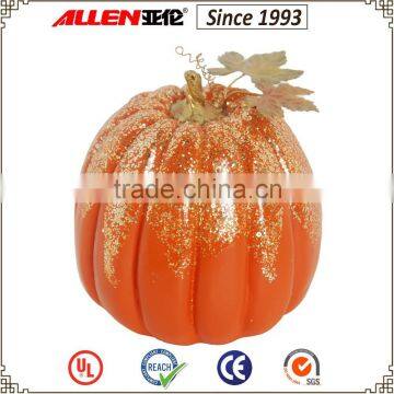 8.7 inch new polyresin Thanksgiving glitter pumpkin,Thanksgiving decorations