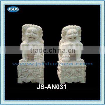 decorative white marble foo dog statues