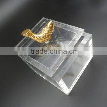 acrylic home storage boxes with lids golden fish, acrylic customized