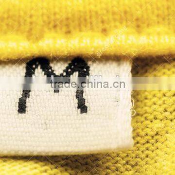 factory directly free design & custom white stain cotton woven size label for shirt