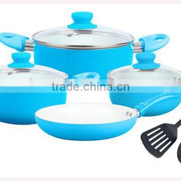 Blue Color Painting Non-stick & Ceramic Coated Cookware Set Pots and Pans photo-4