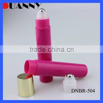 Custom Lip Balm Containers 10Ml Pink Plastic Roller Ball Bottle With Gold Cap