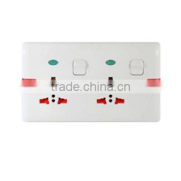HCR408 2gang double multi socket with neon wall switch