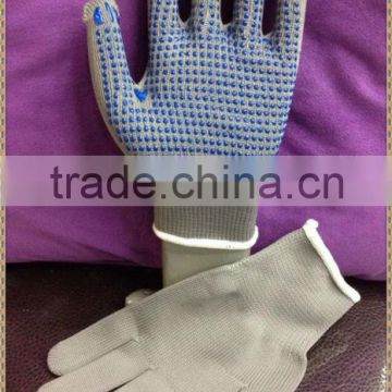 Grey Knitted Cotton Working Glove PVC Dotted