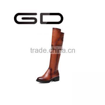 GD fashion women round toe tall zipper flat boots for ladies