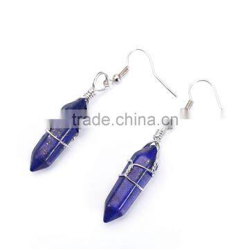 Beautiful 1 pair Lapis Handmade Wire Wrap Healing Point Chakra Earings