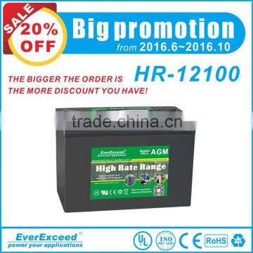 2016 Hot Sale Promotion price EverExceed High Rate range Ups Battery 12v 100ah