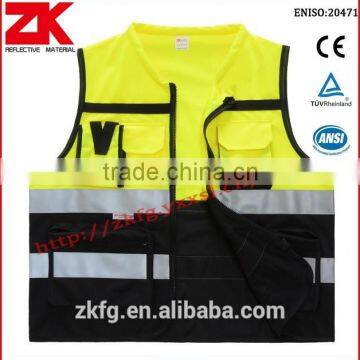 High Visibility Roadway Warning Waistcoat With Reflective Tapes