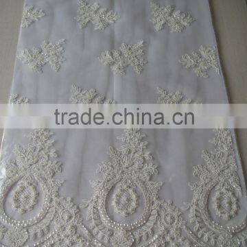 High quality white bridal lace fabric for wedding