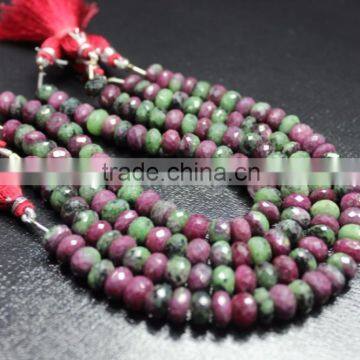 AAA QUALITY RUBY ZOISITE FACETED RONDELLE LOOSE GEMSTONE BEADS photo-3