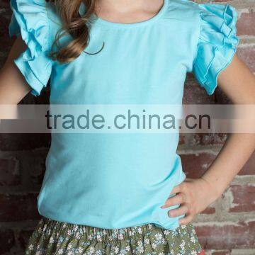Personalized Kids Girls t Shirt Wholesale Ruffle Sleeves Cut t Shirt Kids photo-2
